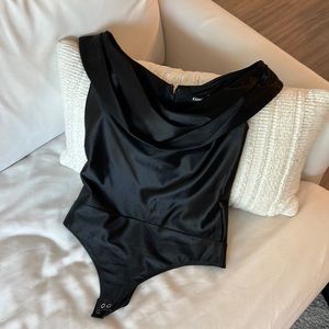 XS Strapless Black Off the Shoulder Silk Bodysuit NWT